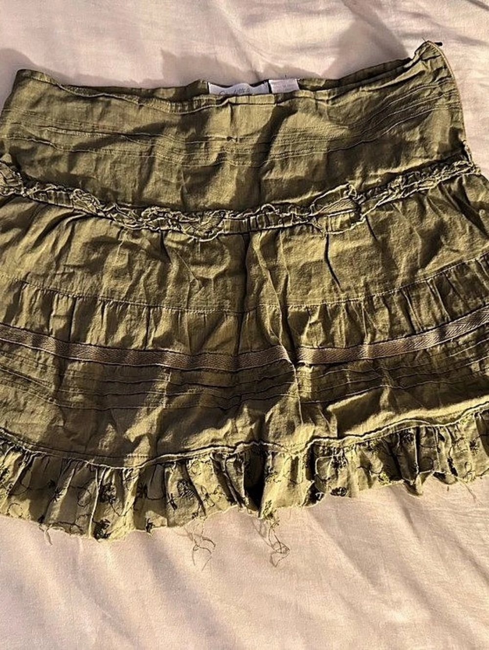 Charlotte Russe Mini Ruffle Skirt in Green Size 3, Vintage Y2K